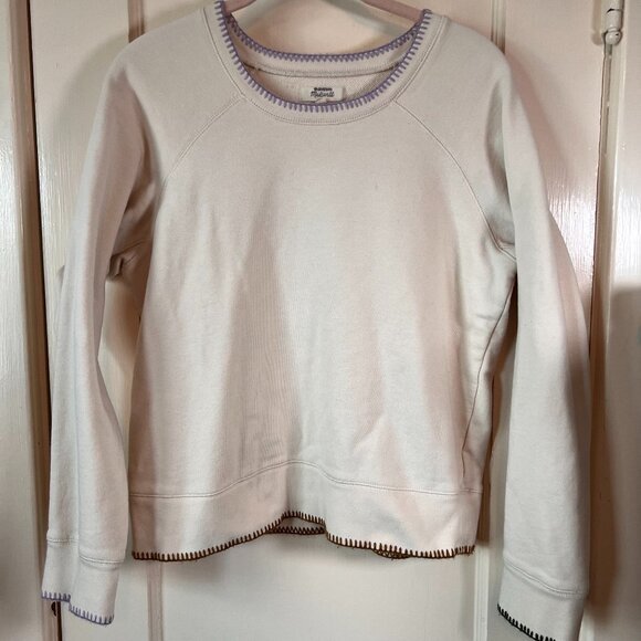 Ladies Madewell Sweatshirt Cream Size Medium Pullover Colorful Accents … - Picture 1 of 4